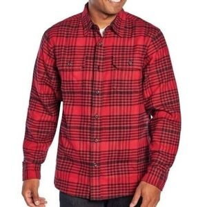 WOOLRICH BRAWNY‎ FLANNEL SHIRT SHACKET Men's Size Medium RED GRID PLAID  NEW!!